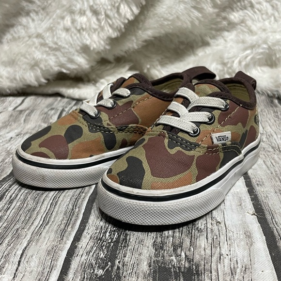 Baby/Toddler Size 5 Vans Tan/Brown Camo Print Canvas Sneakers Shoes Like New! - Picture 1 of 9